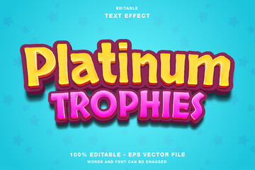 Platinum Trophies Cartoon Games Editable Text Effect