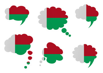 Talk bubble in colors of national flag on white background. Madagascar