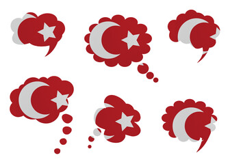 Talk bubble in colors of national flag on white background. Turkey
