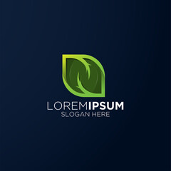 modern N initial root leaf logo