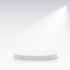 White color podium with spotlighs for presentation. Vector
