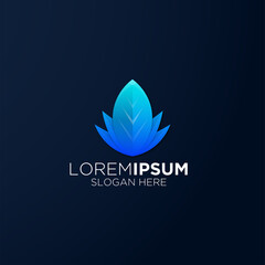 modern blue leaf logo