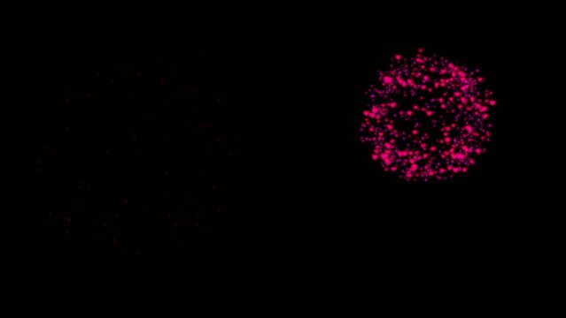 pink fireworks in the night, valentines day heart fireworks, love and romantism, 4k video