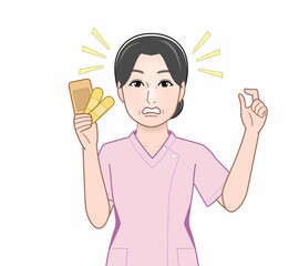 絆創膏を持った女性