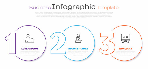 Set line Television report, Breaking news and Live. Business infographic template. Vector
