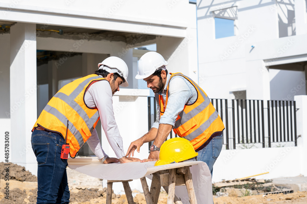 Wall mural construction worker with helmet