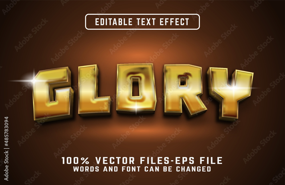 Poster glory 3d text effect. editable text effect with golden style premium vectors