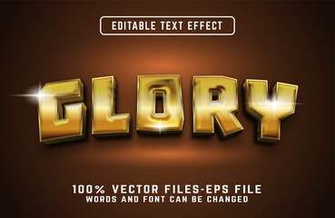 glory 3d text effect. editable text effect with golden style premium vectors