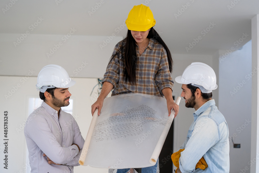 Poster two architects discussing project