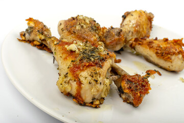 Macro photo fried chicken drumsticks