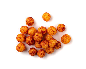 Red Corn Balls Isolated, Puffs with Spices