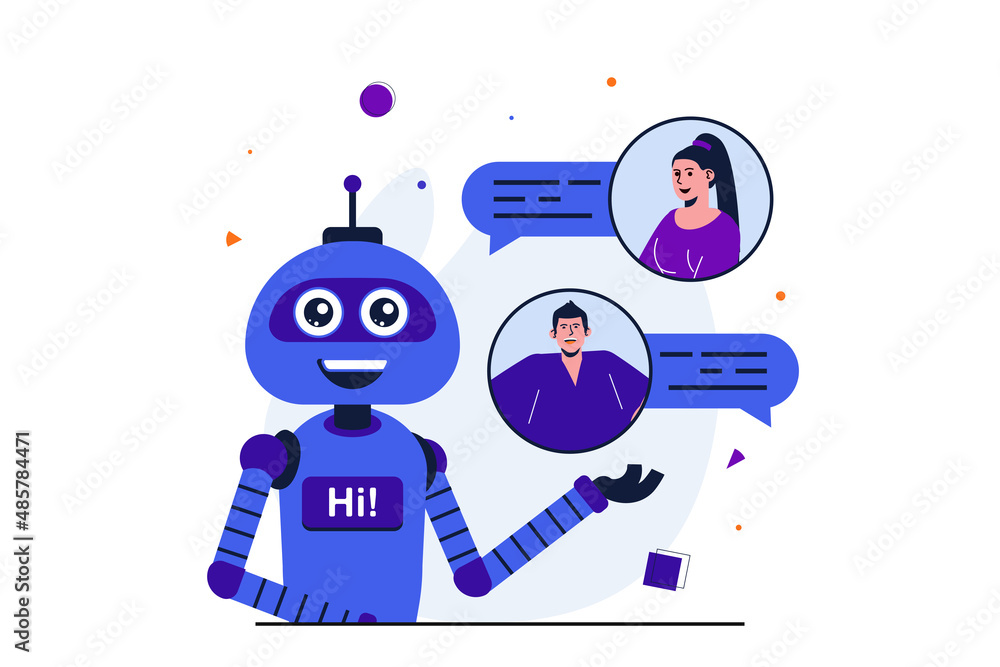 Leinwandbilder virtual assistant modern flat concept for web banner design. artificial intelligence robot responds 