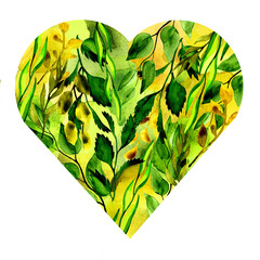 green heart with plant elements