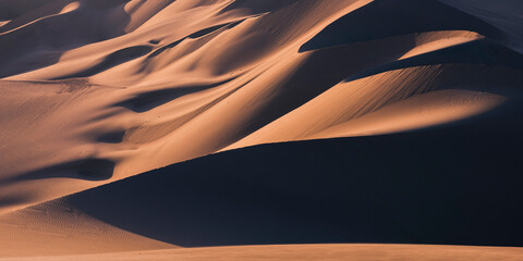 Sand dunes in the desert at sunset, Huacachina, Ica Region, Peru, South America
