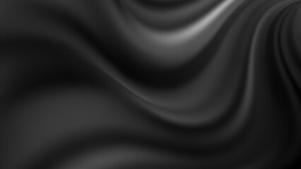 Abstract 3D background with waves. Flow poster. Black and white vector illustration