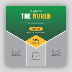 Holiday package social media post template for travel agency