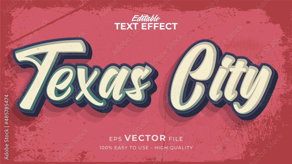 Poster editable text style - texas city effect text in retro style theme