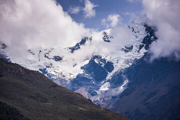 Andes Mountains and glaciers visible on Inca Trail day 1, Cusco Region, Peru, South America