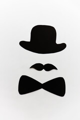 Male silhouette in a hat on a white background