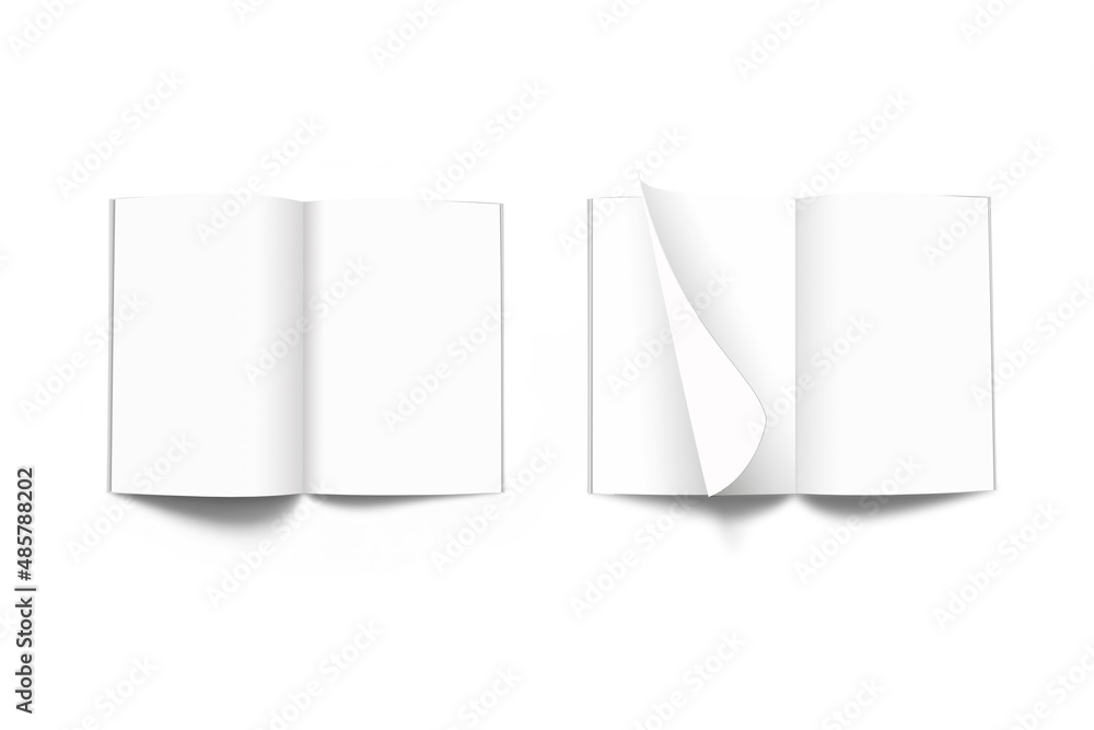 Poster mockup of brochure with fold. blank mock up of booklet, menu and flyer. white paper of magazine. a4 