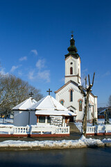 ORTHODOX CHURCH NEAR THE VILLAGE OF KOCELJEVA IN SERBIA - 485788827