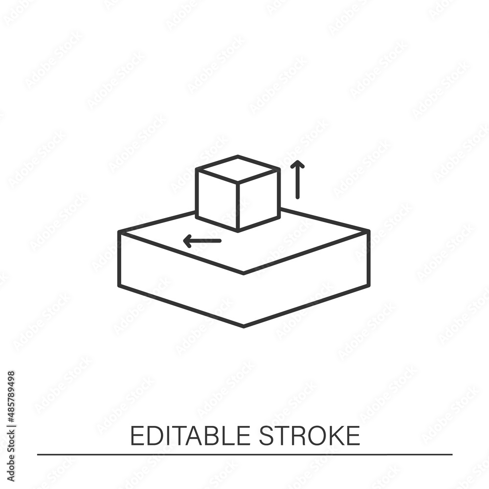 Poster modern technology line icon. three-dimensional object. additive manufacturing process.3d printing co