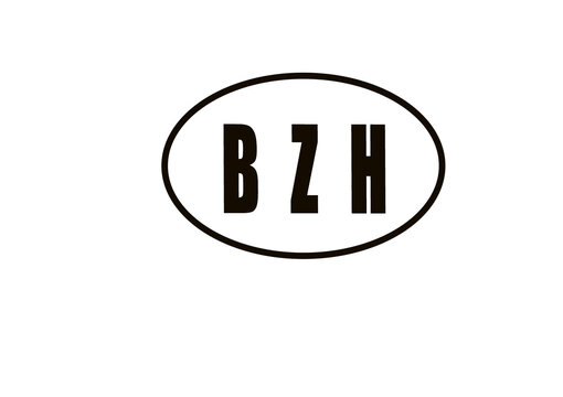 BZH, abbréviation de Bretagne sur fond blanc
