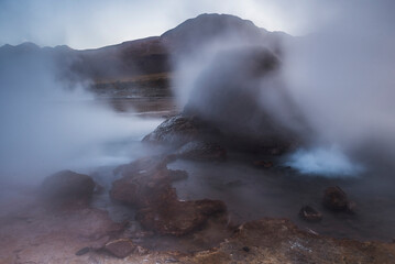 El Tatio Geysers (Geysers del Tatio), the largest geyser field in the Southern Hemisphere, Atacama Desert, North Chile, South America