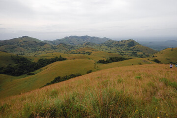 Naklejka premium Scenic mountain landscapes against sky at Chyulu Hills, Chyulu Hills National Park, Kenya