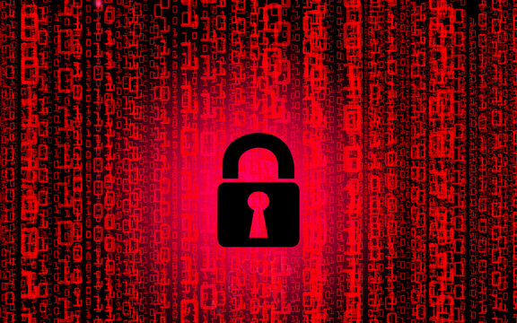 computer red binary code background padlock icon symbol number