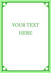 Vector frame. Banner, award, menu or book cover title page. Vintage beautiful border ready to cut. Vertical, green