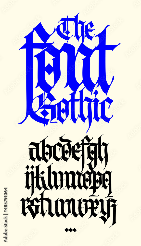 Fototapete gothic. lowercase letters on a white background. stylish calligraphy. elegant european font for desi