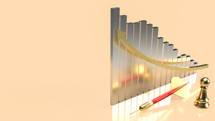 The darts and chess and chart for business concept 3d rendering