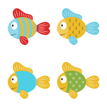 Cartoon aquarium fish, aquarium fish set isolated on white background. Vector. cartoon illustration.