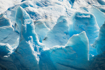 Perito Moreno Glacier ice formation detail, showing melting due to global warming and climate change, Los Glaciares National Park, near El Calafate, Patagonia, Argentina, South America