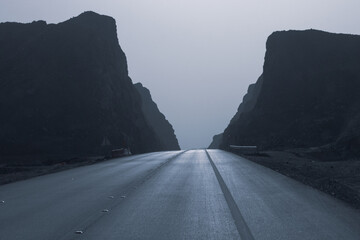 A highway in the desert of Saudi Arabia