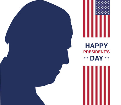 Happy Presidents Day In United States. Federal Holiday In America. Silhouette Head President. Celebrated In February. Poster, Banner And Background