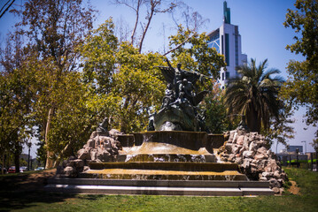 Waterfall statue in Parque Forestal, Santiago, Santiago Province, Chile, South America