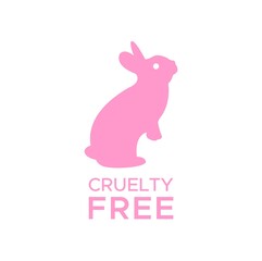 Animal cruelty free icon design symbol. Product not tested on animals sign with pink bunny rabbit. Vector illustration.