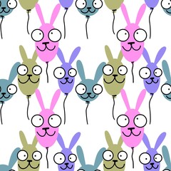 Seamless rabbits balloons pattern for kids and gifts and cards and linens and fabrics and textiles and packaging