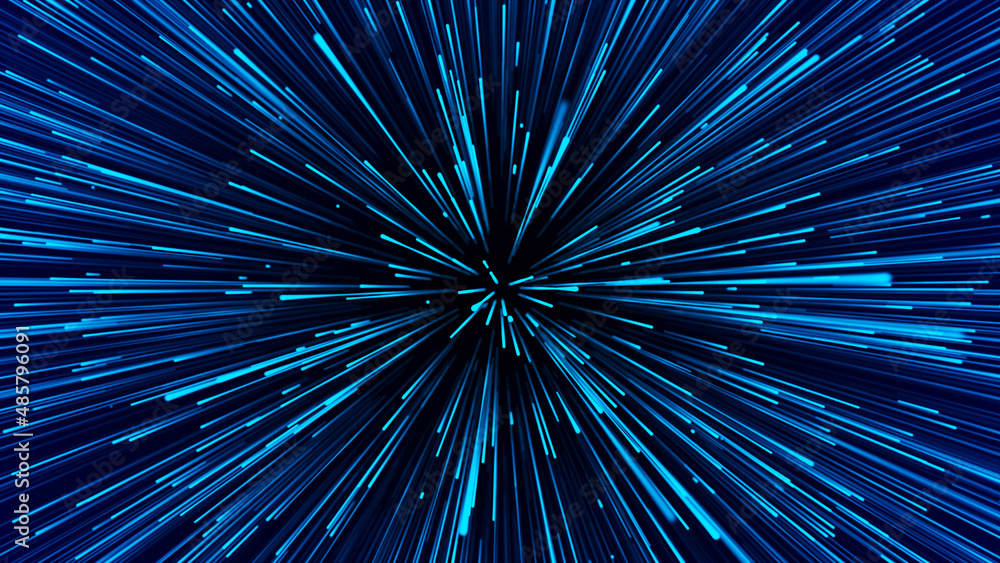 Poster abstract data flow space. light rays. explosion effect. sci-fi motion wallpaper. 3d rendering.