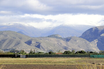Sierra Nevada from Salobre&ntilde;a, Granada, Andalusia, Spain Photo with space for advertising, blank space for your promotional text or advertising content,