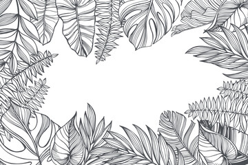 Vector background  with  tropical leaves.