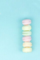 Tasty sweet color marshmallow looks like macaron. Bakery concept. Selective focus.