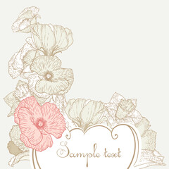 Vintage style romantic vector card design with flowers