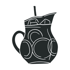 Sangria Icon Silhouette Illustration. Beverage Alcoholic Juice Vector Graphic Pictogram Symbol Clip Art. Doodle Sketch Black Sign.