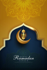 Islamic vertical banner, Poster or greeting card template illustration