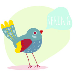 cute bird spring sign bright birds art doodle fly wings