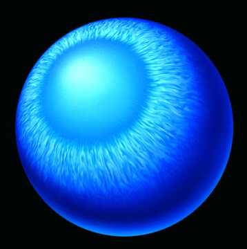 A blue eyeball isolated with black background