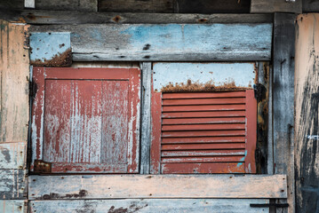 Run down window on Pulau Weh Island, Aceh Province, Sumatra, Indonesia, Asia